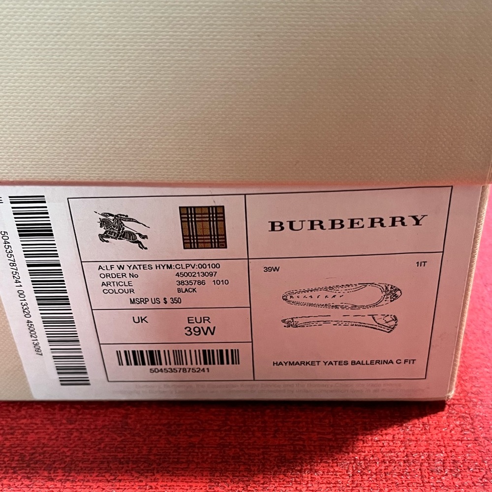 BURBERRY AUTHENTIC HAYMARKET YATES COATED CANVAS LEATHER BALLET… - Picture 16 of 17